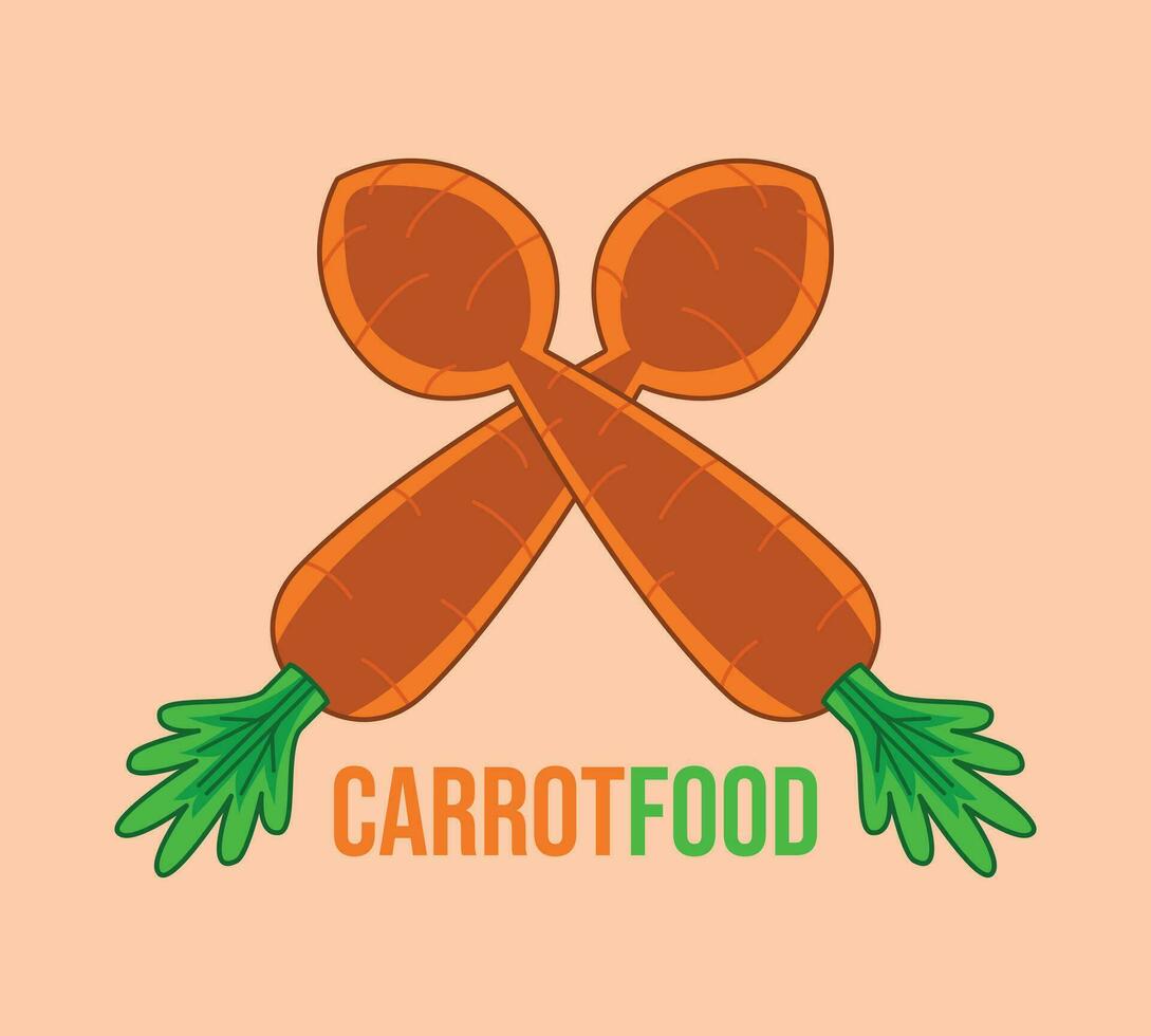 carrot food logo, carrot spoon logo. healthy vegetable food. vector