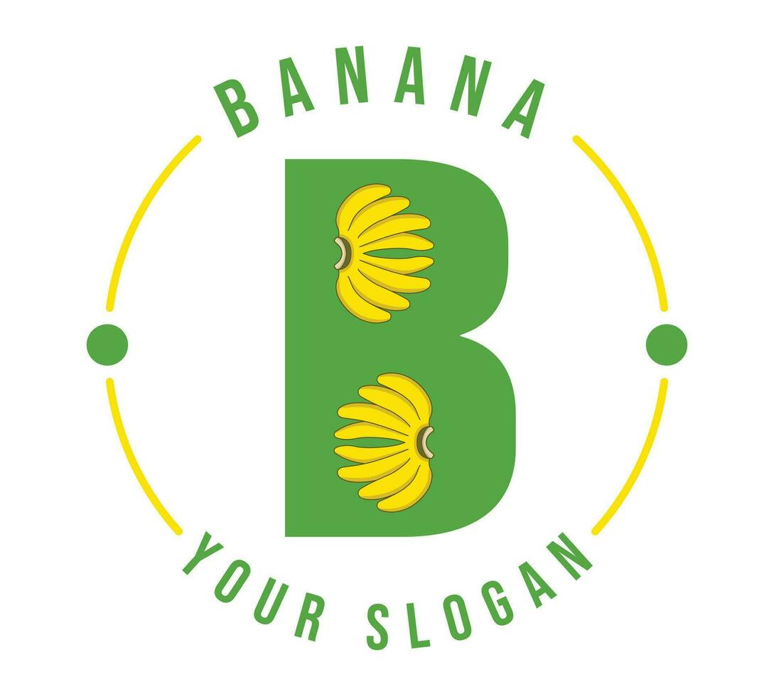Banana B logo, banana logo inside the letter B. vector