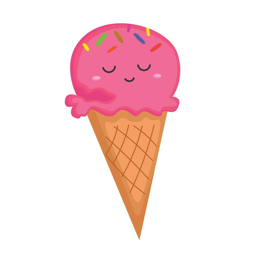 Cute Colorful Flavor Ice Cream Sweet Dessert Cartoon Illustration