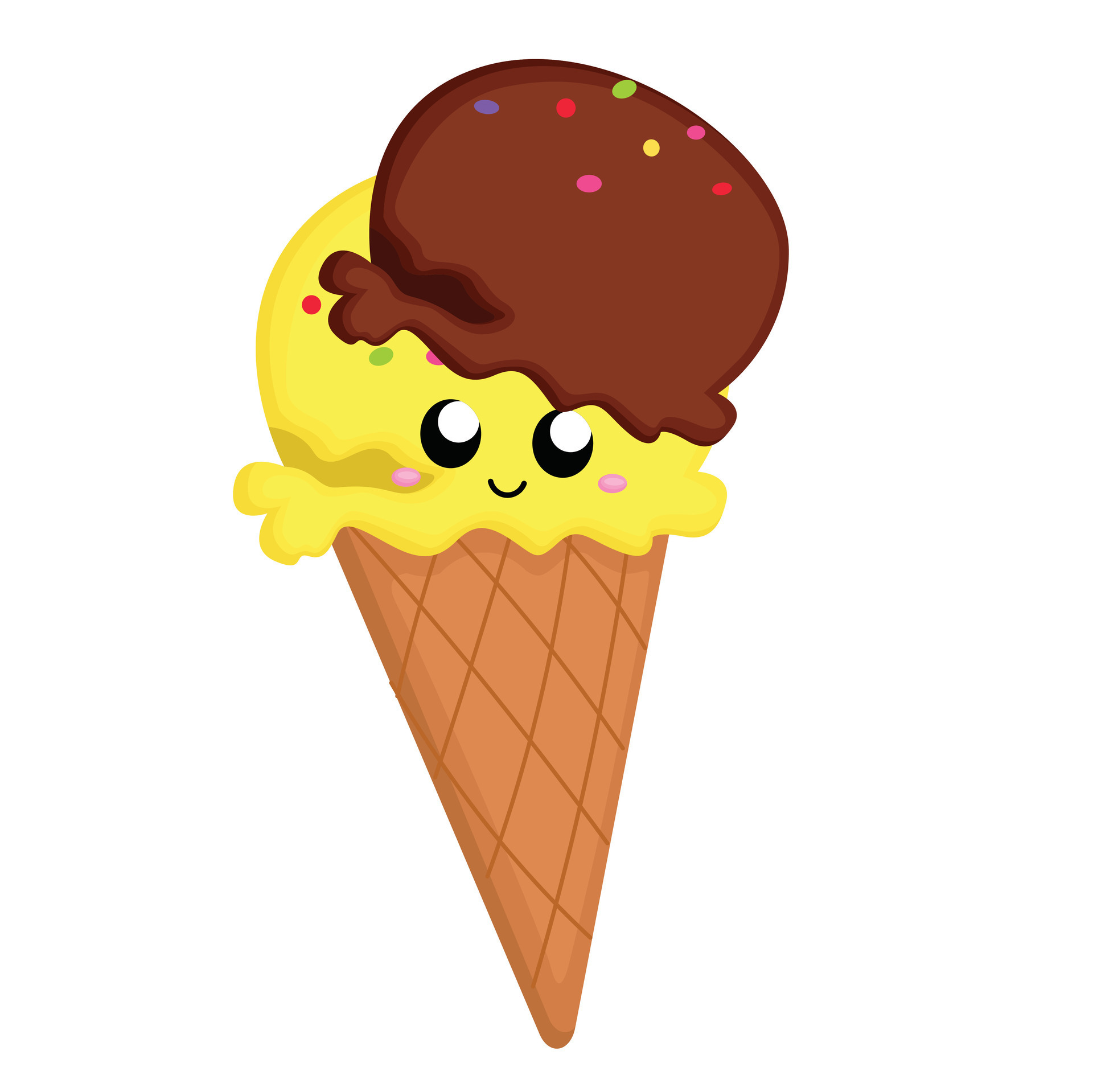 Cute Colorful Flavor Ice Cream Sweet Dessert Cartoon Illustration
