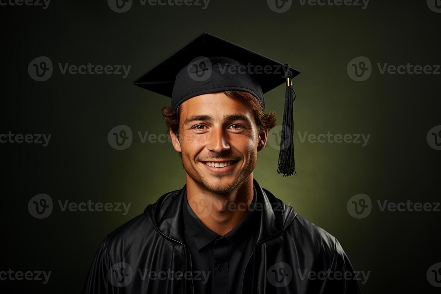 young graduate with cap on solid color background photoshoot photo