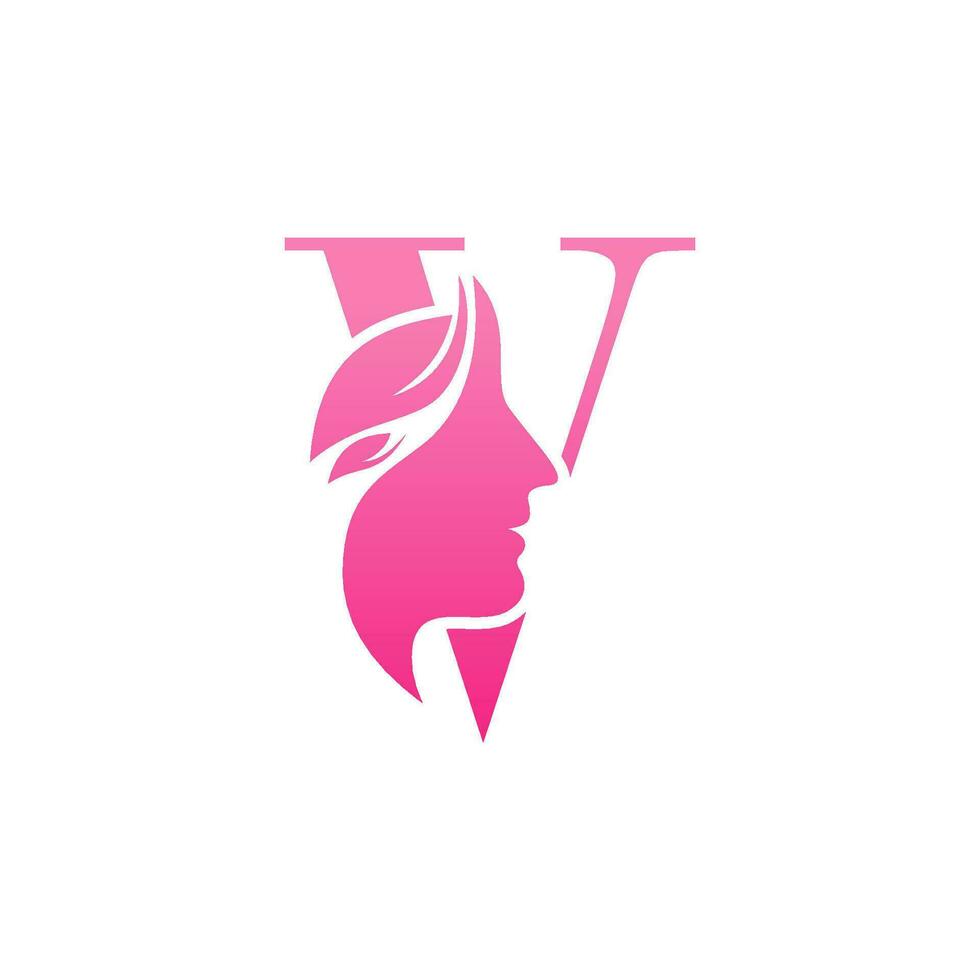 Initial V face beauty logo design templates vector
