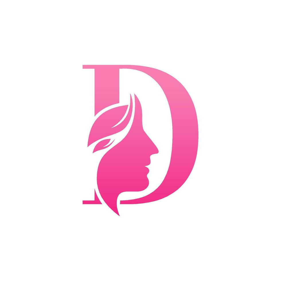Initial D face beauty logo design templates vector