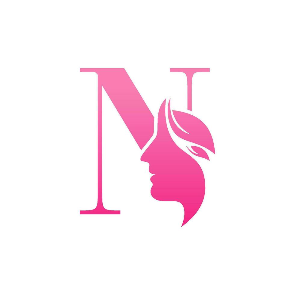 Initial N face beauty logo design templates vector