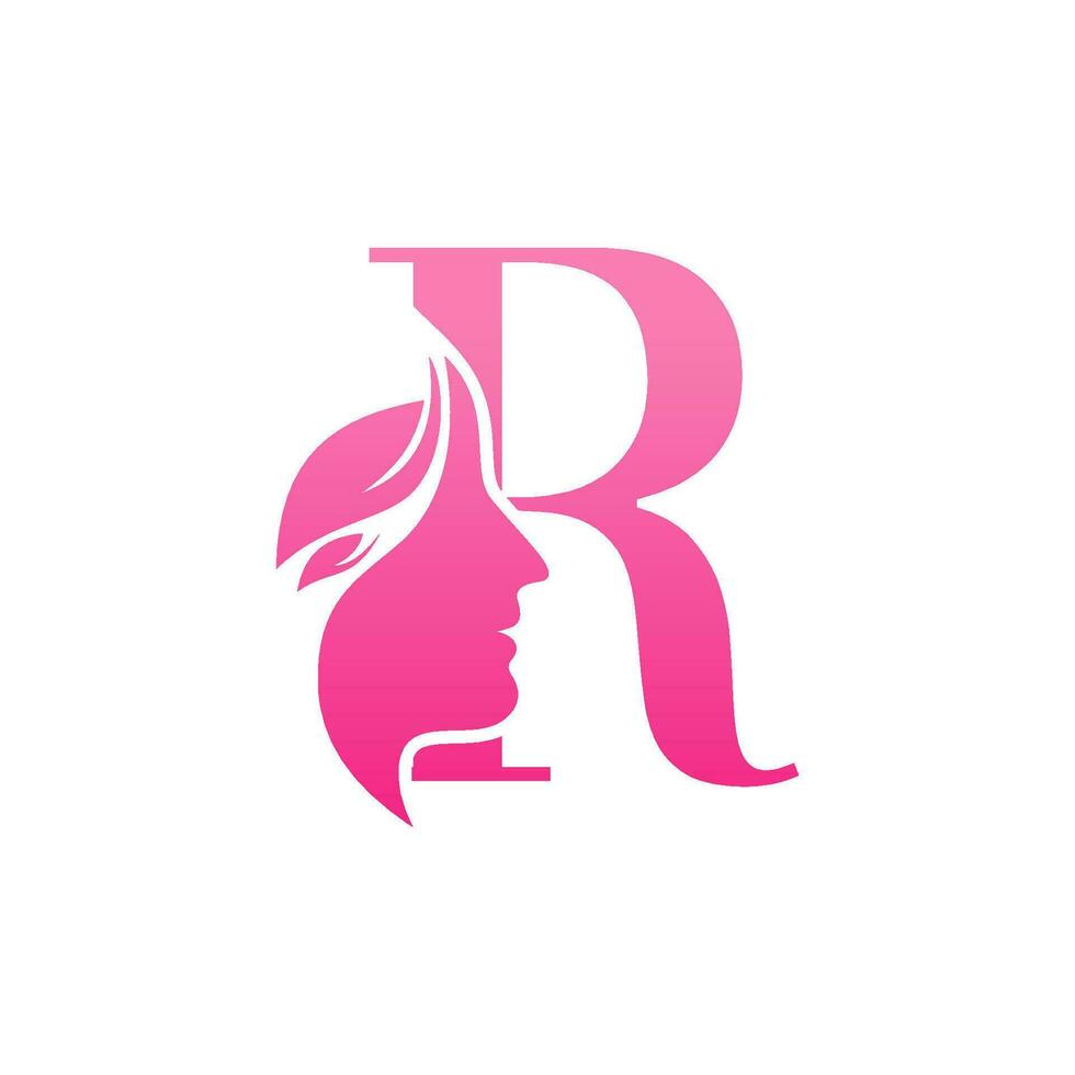 Initial R face beauty logo design templates vector