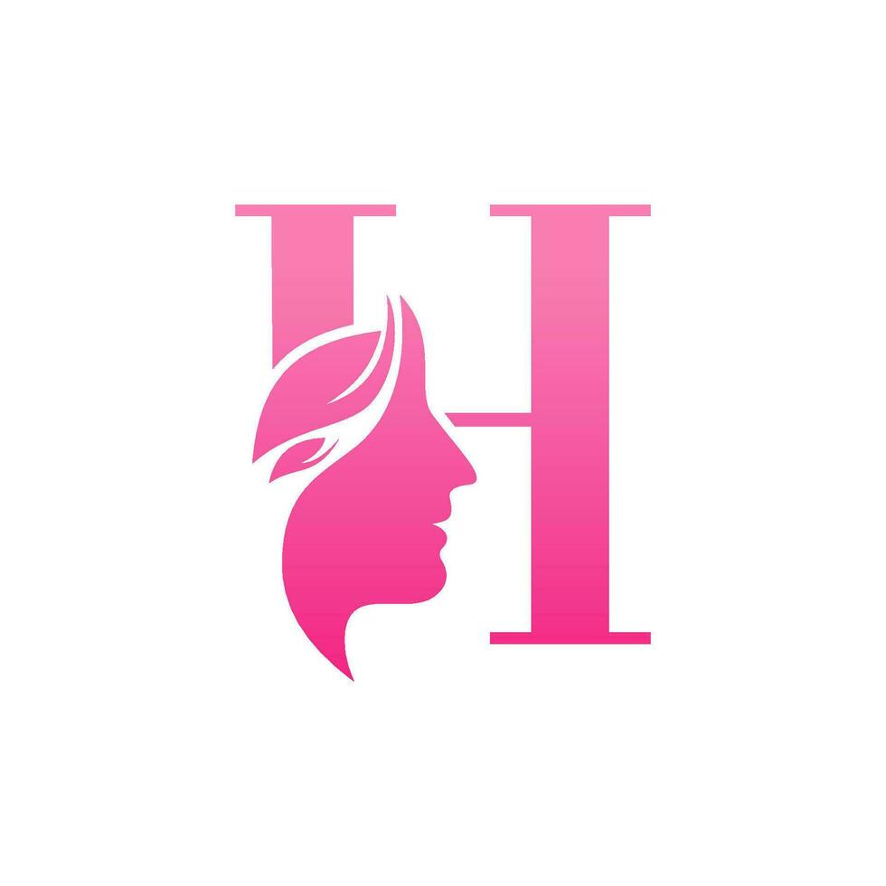 Initial H face beauty logo design templates vector