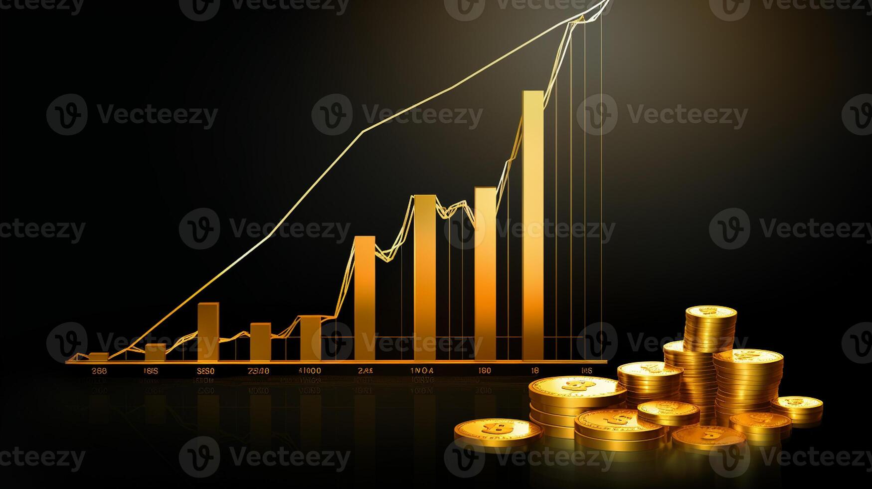 Growth dollar business success arrow sign on economy, profit background, graph, chart concept and inflation photo