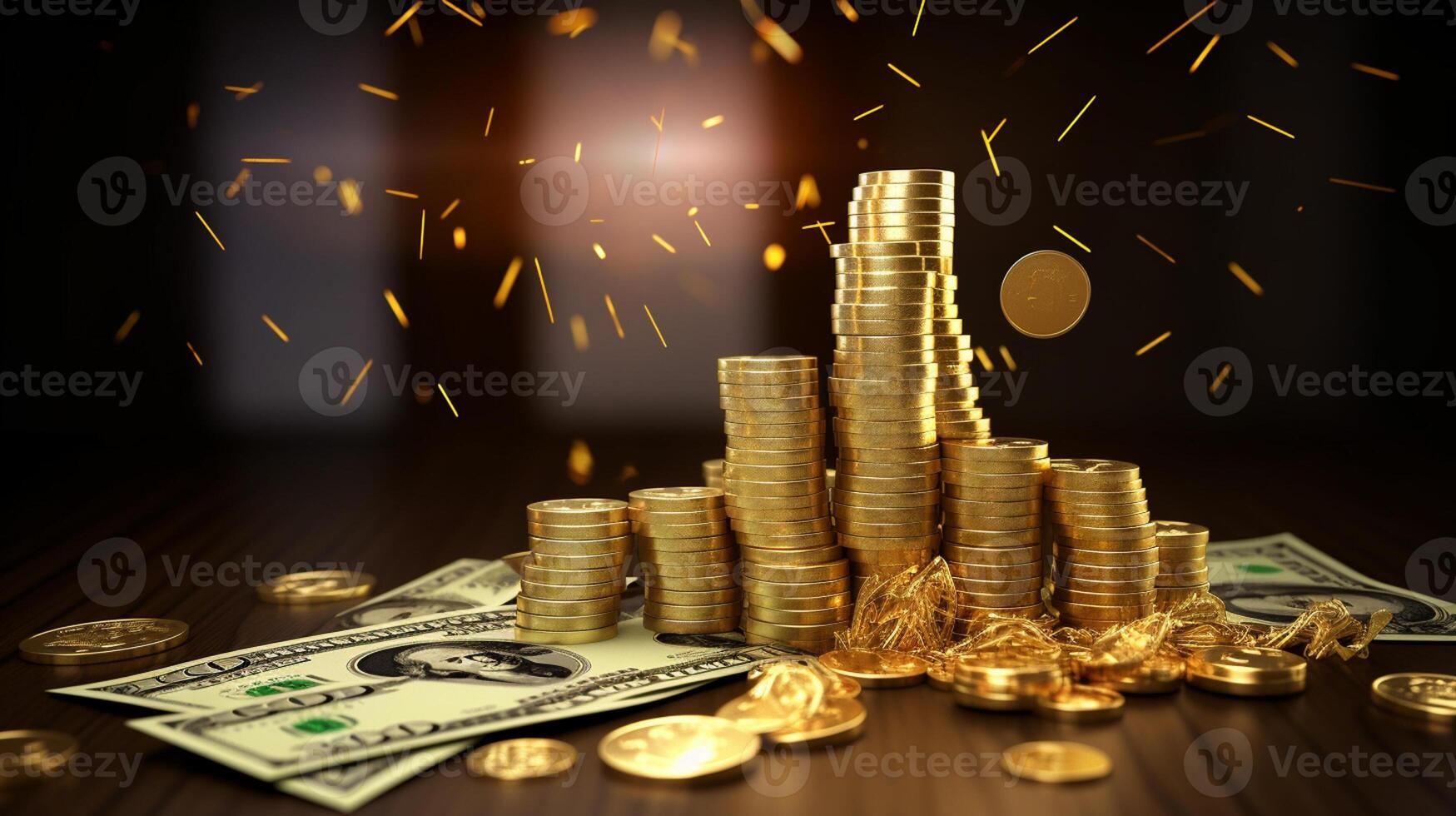 Growth dollar business success arrow sign on economy, profit background, graph, chart concept and inflation photo