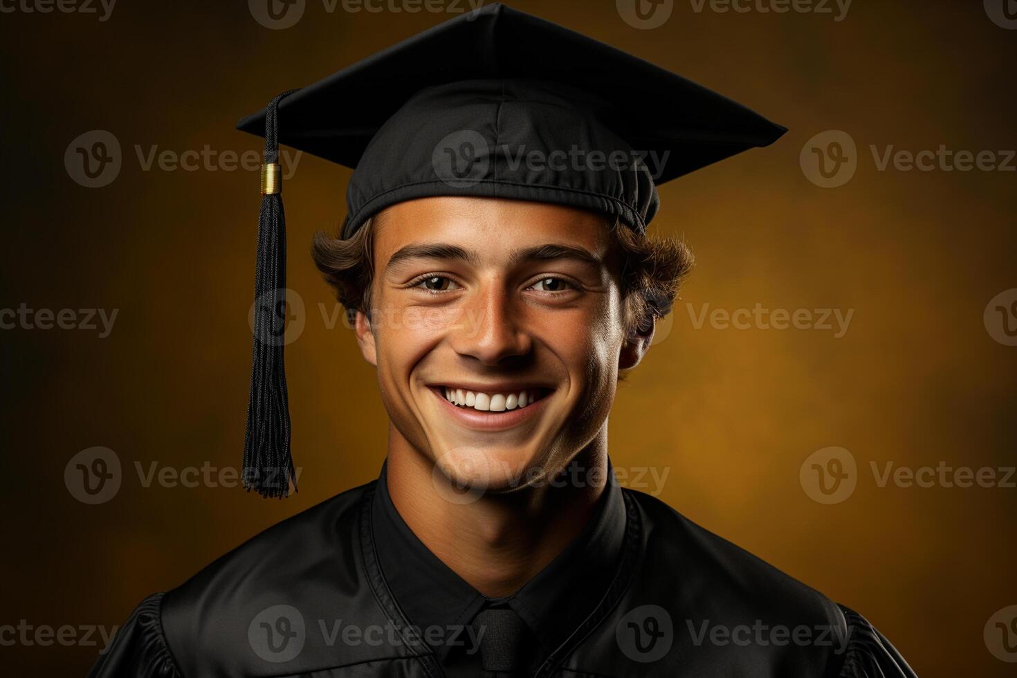 young graduate with cap on solid color background photoshoot photo