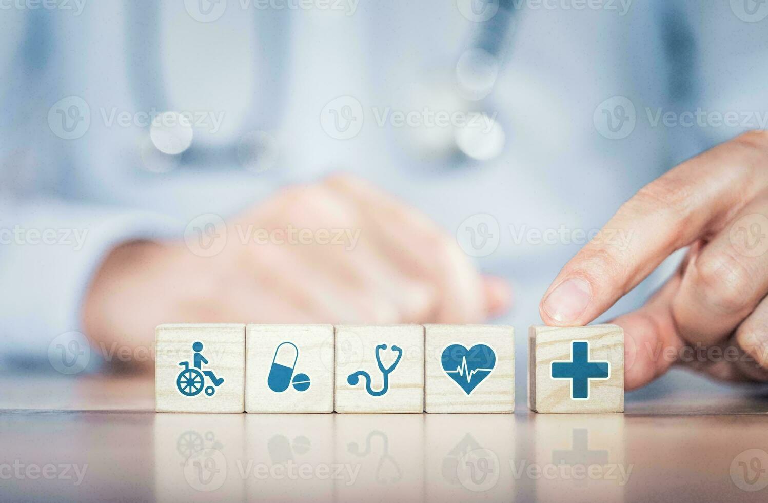 Medical Research, Health technology, Healthcare and medicine concept. Technician using digital tablet, studying chemical elements in hospital laboratoty with medical icons, microbiology photo