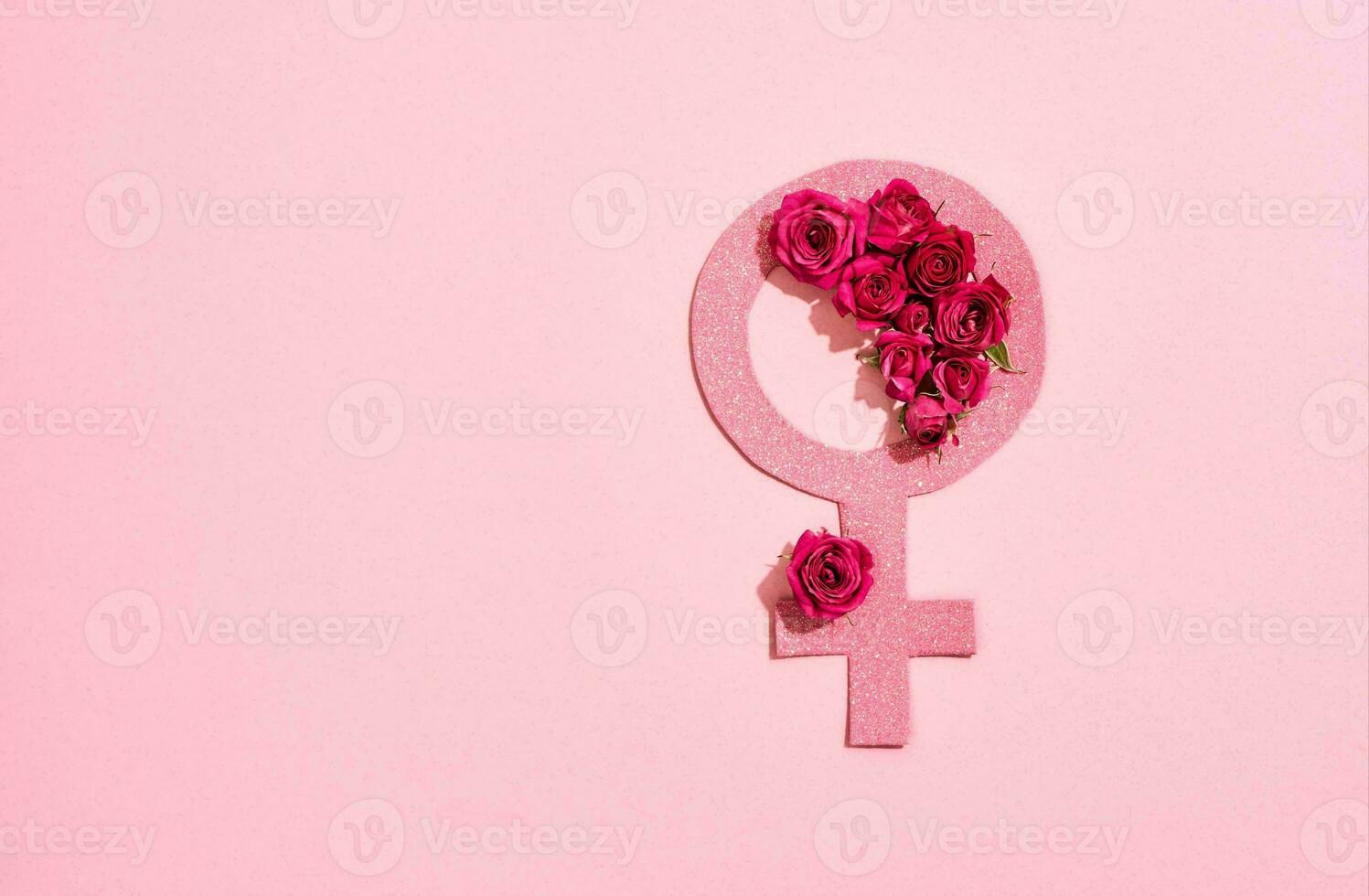 Gender equality concept. Male and female symbol on the scales with balance on blue background. Girl or Boy minimal style, 3d render. photo