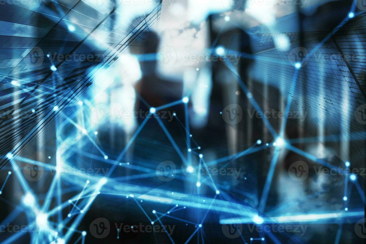Network background concept with business people silhouette in meeting in the office photo