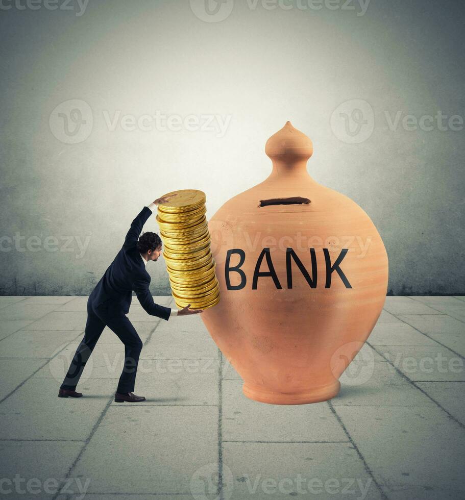 Deposit gains in a bank photo