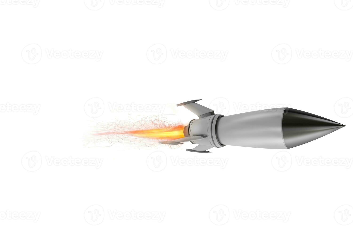 Powerful missile flying with fire. delivery and business goal concept. 3d render photo