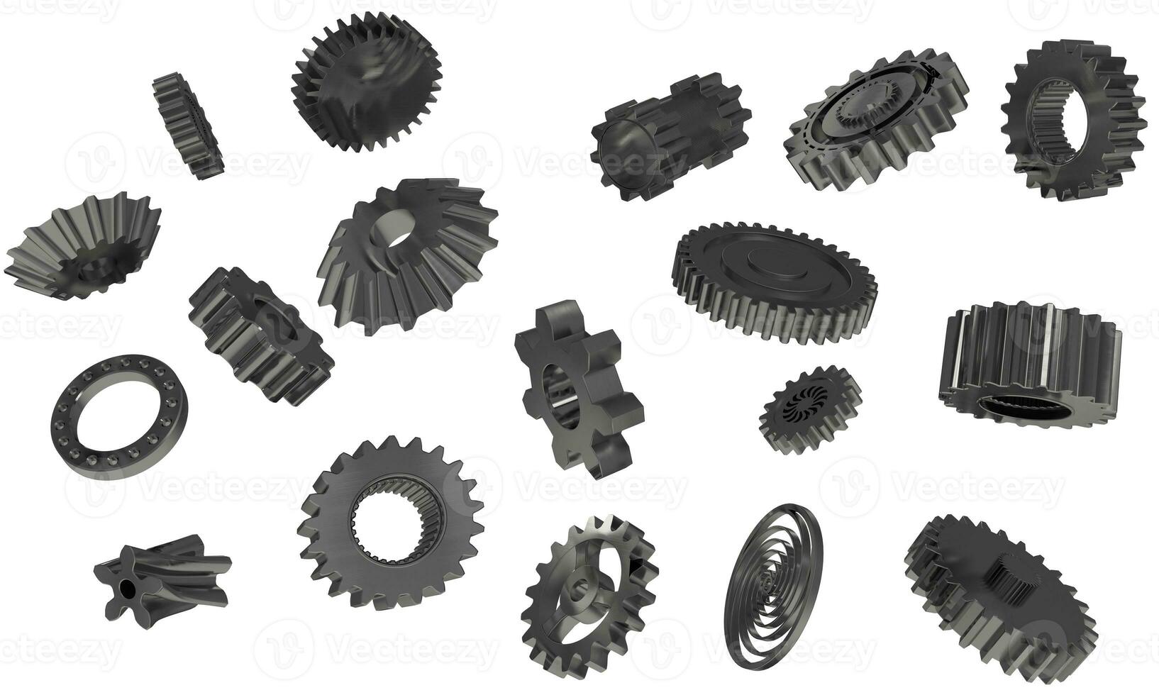 Mechanical gears. business concept of cooperation e solution. 3d render photo