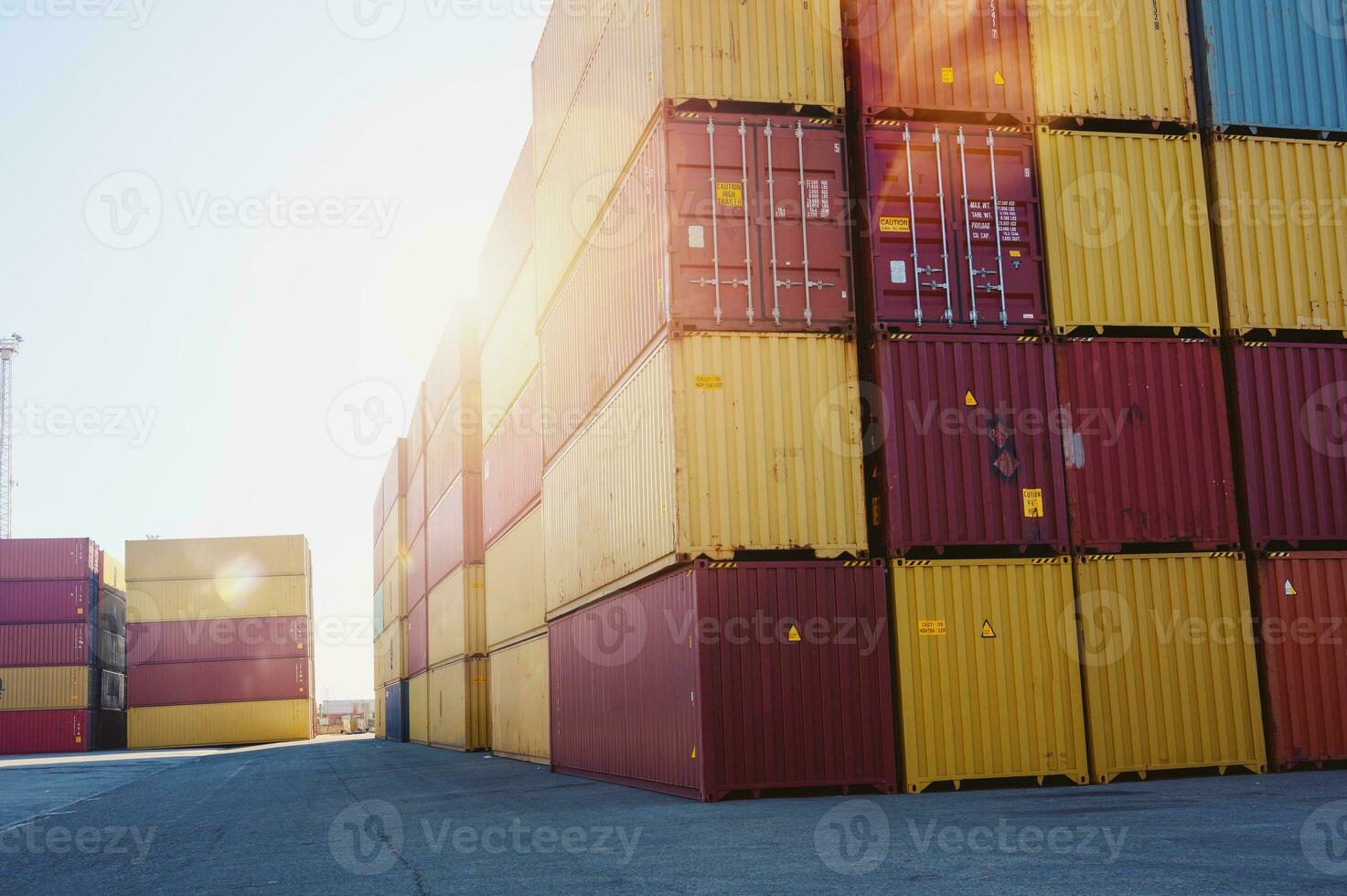 Cargo container at the port ready to travel photo