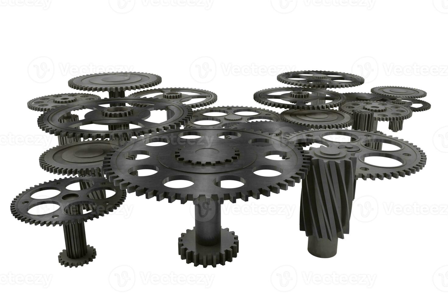 Pieces of gears. teamwork, partnership and integration concept. 3d rendering photo