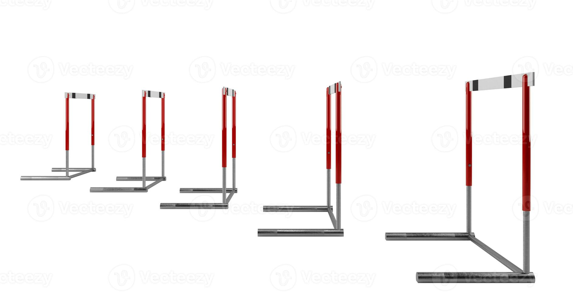 Obstacle course. difficulty to overcome the problem to achieve success. 3d rendering photo