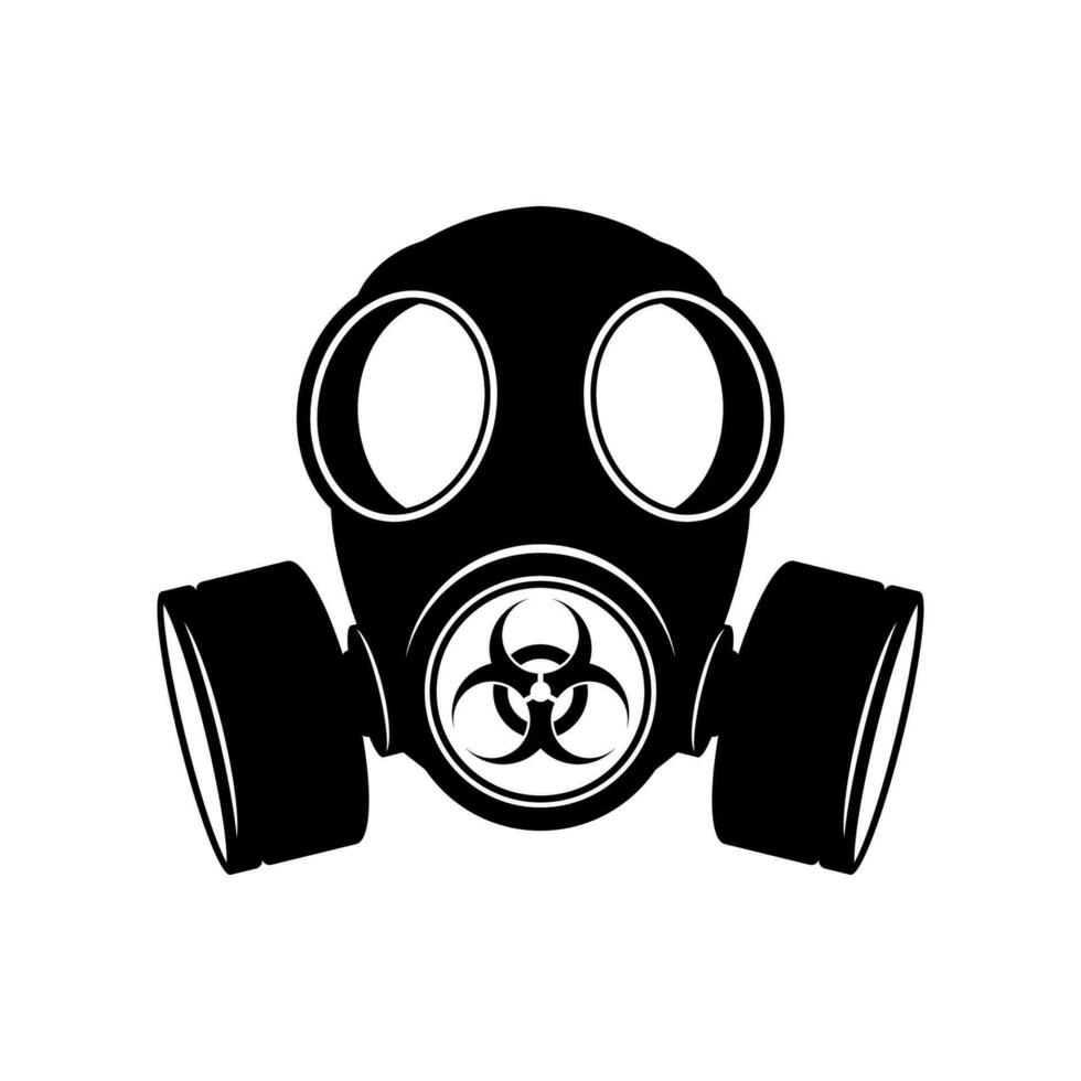 Gas mask with biohazard sign. Respirator, vector icon