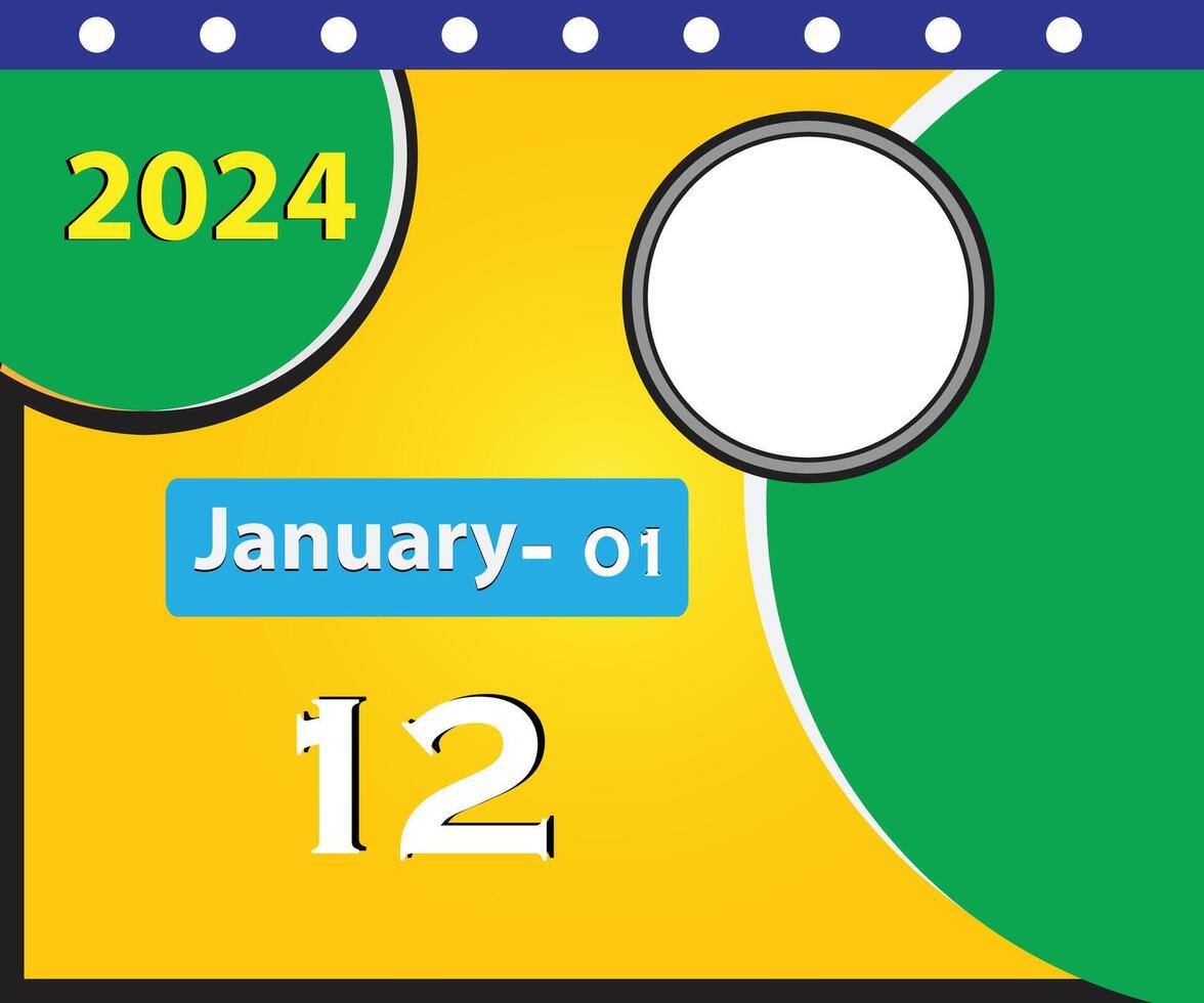 12 enero 2024 calendario diseño vector 26389947 Vector en Vecteezy