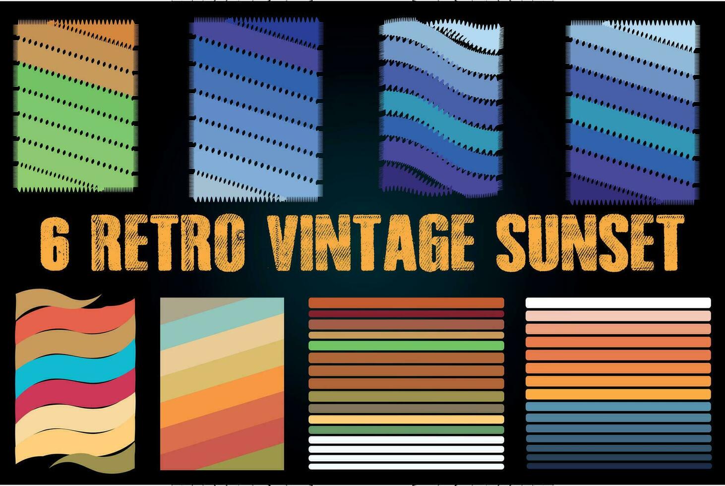 6 RETRO VINTAGE SUNSET, Nostalgic Retro Sunset Dreams Background vector