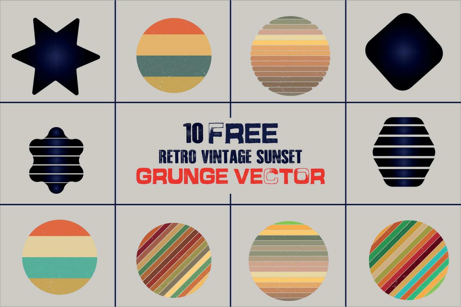 10 gratis retro Clásico puesta de sol vector