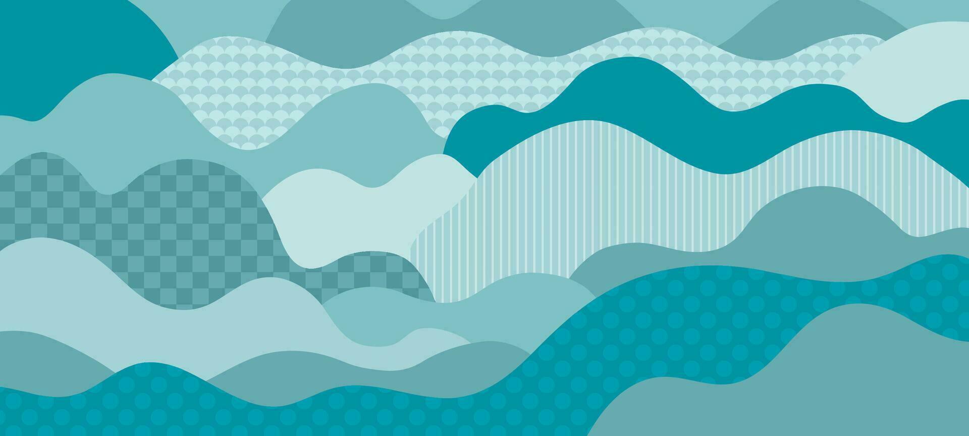 sea waves pattern. abstract wave background. Blue water wave line deep sea pattern background banner vector illustration.