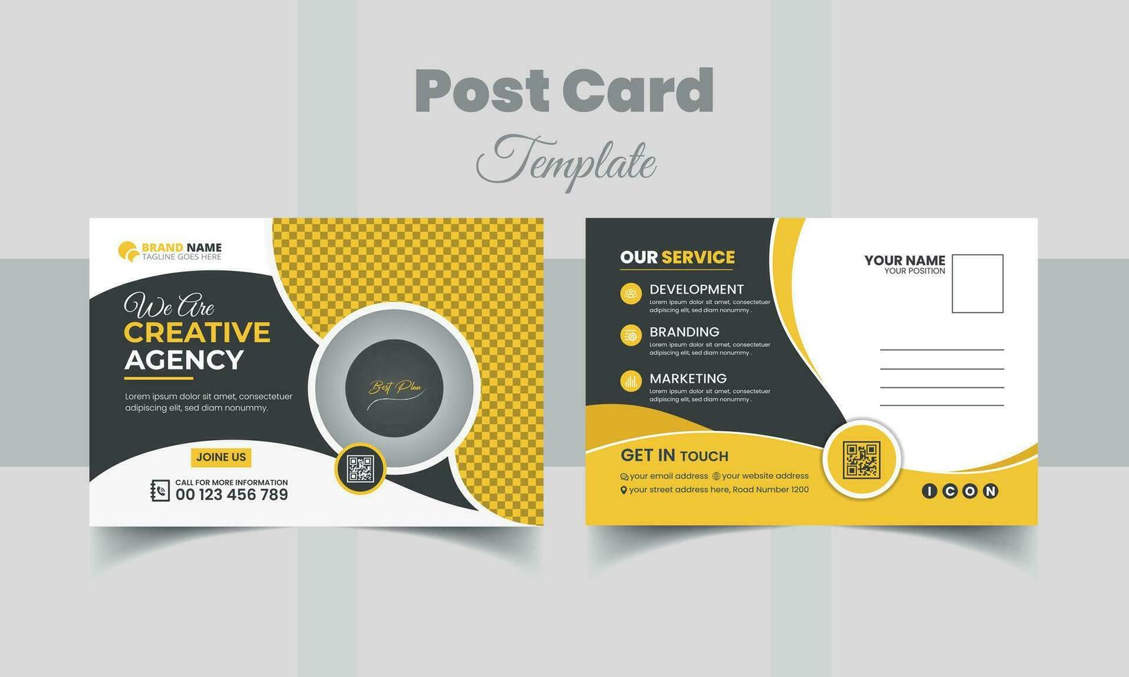 Corporate marketing promotion postcard template vector