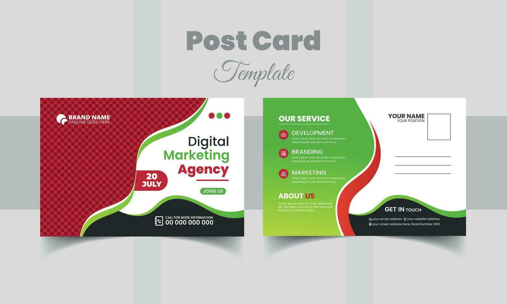 Digital Marketing Promotion Postcard Template. Simple and Clean Modern Minimal Postcard Template, Business Postcard Layout vector