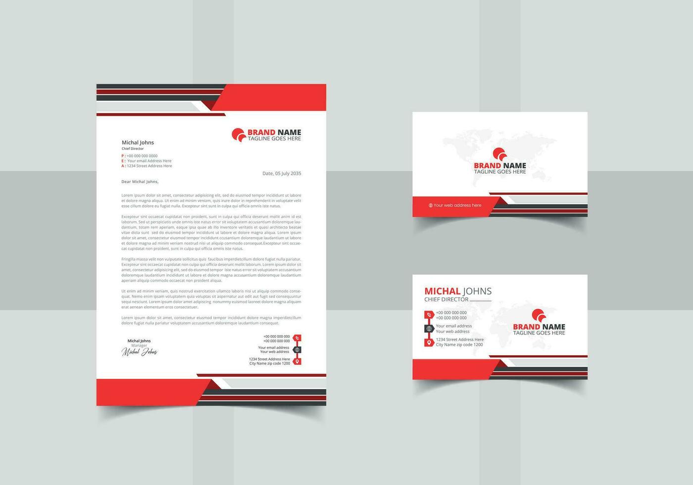 Abstract creative letterhead and business card template vector