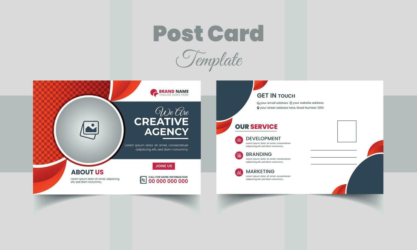 Corporate business agency postcard template or Business postcard layout vector