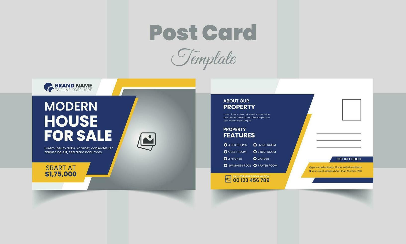 Real state postcard design template. Postcard real estate, business postcard, postcard template, post card, postcard layout vector