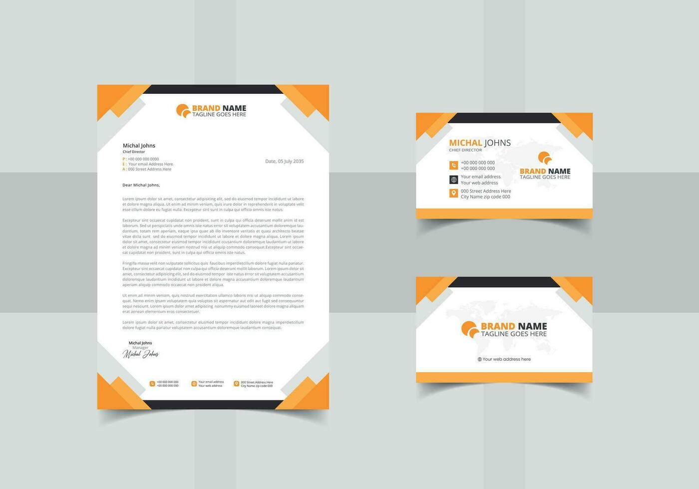 Simple letterhead and business card stationery kit for your business vector