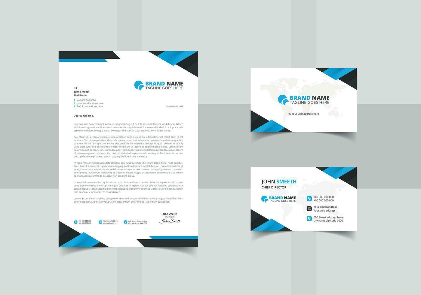 Modern letterhead and business card design vector