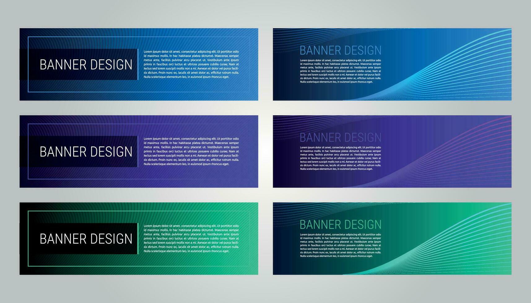 Set of rectangular business web banner design templates, editable vector
