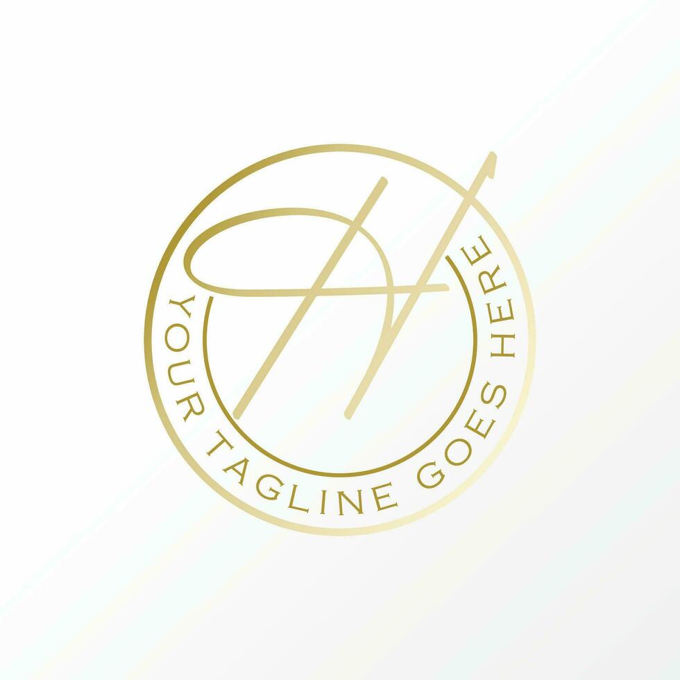 Logo design graphic concept creative abstract premium free vector simple unique letter H handwritten font cicle line emblem. Related typography badge