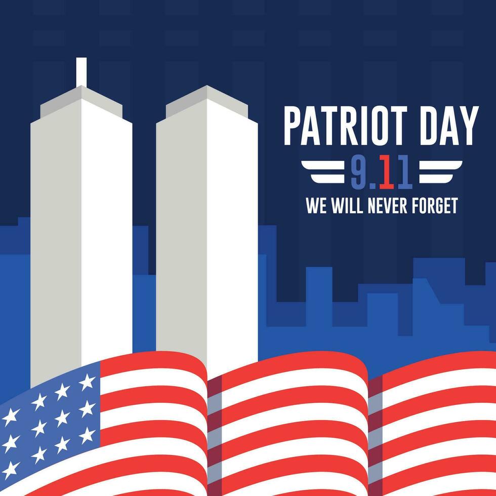 9 11 patriot day flat background template vector