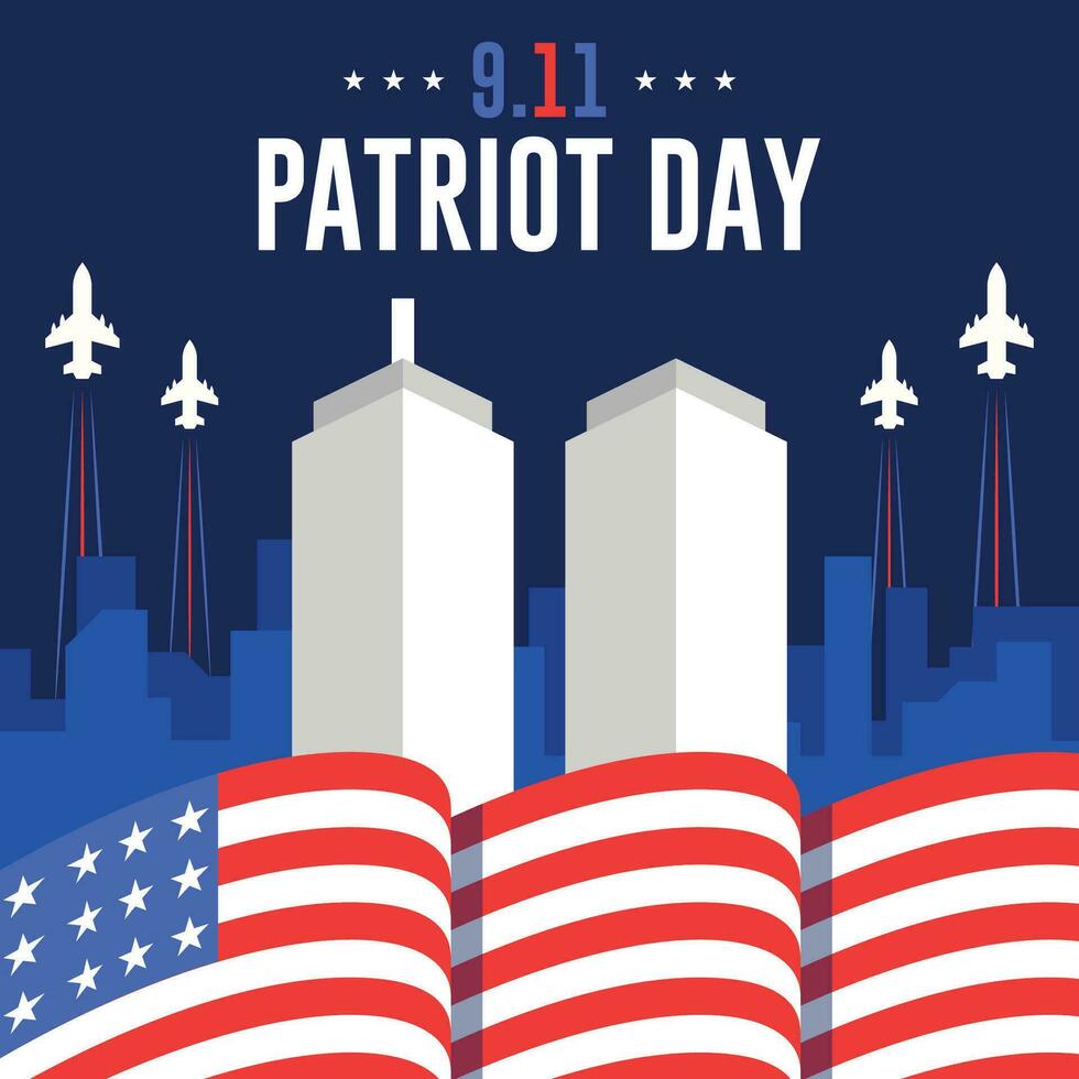 9 11 patriot day flat background template vector