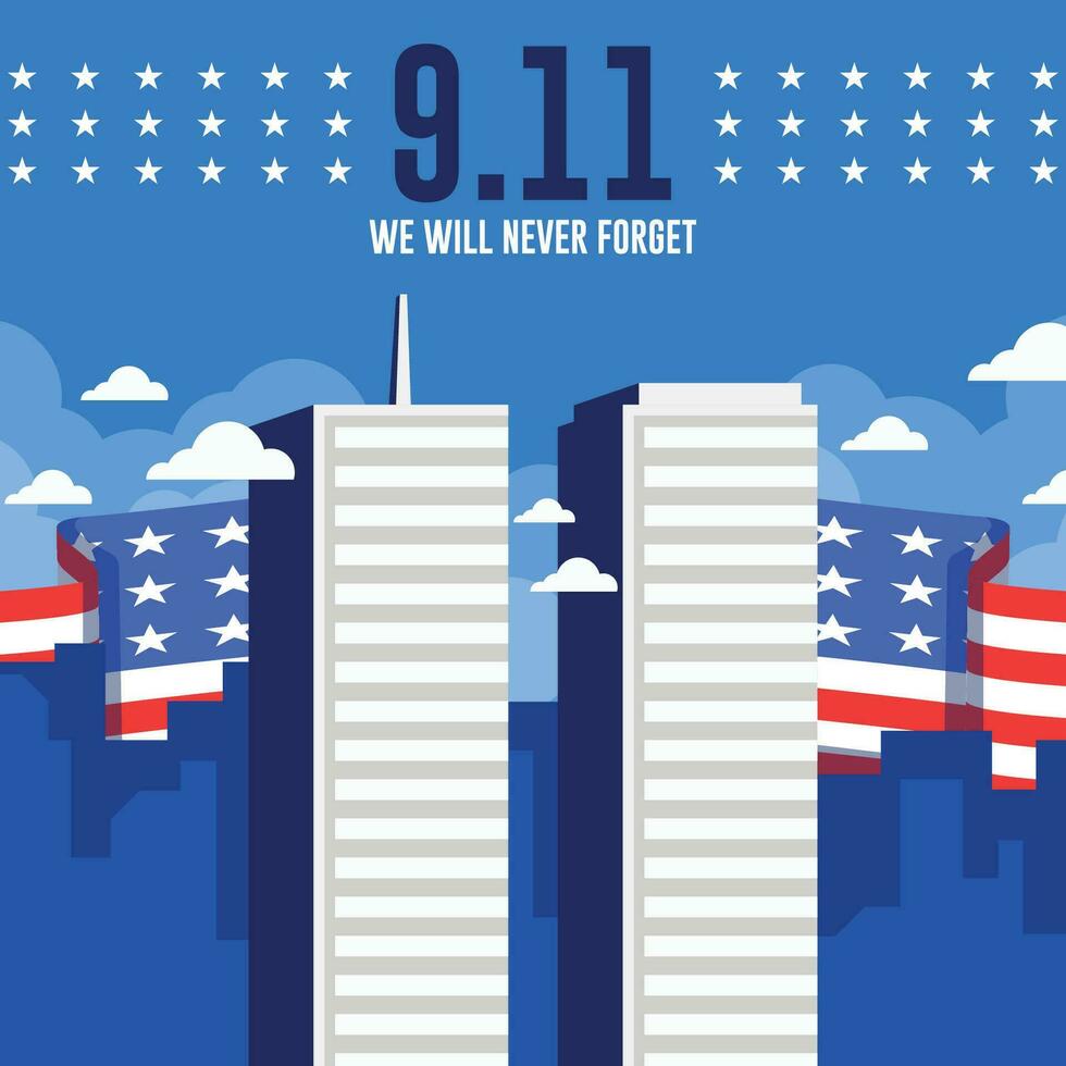 9 11 patriot day flat background template vector