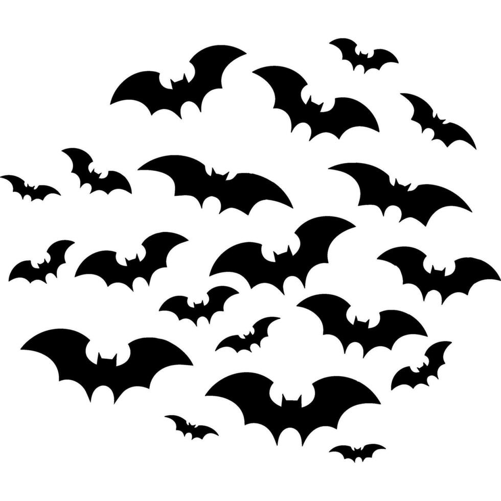 Bats in Flight A flock of bats soaring through the night sky,halloween day, bat silhouette vector