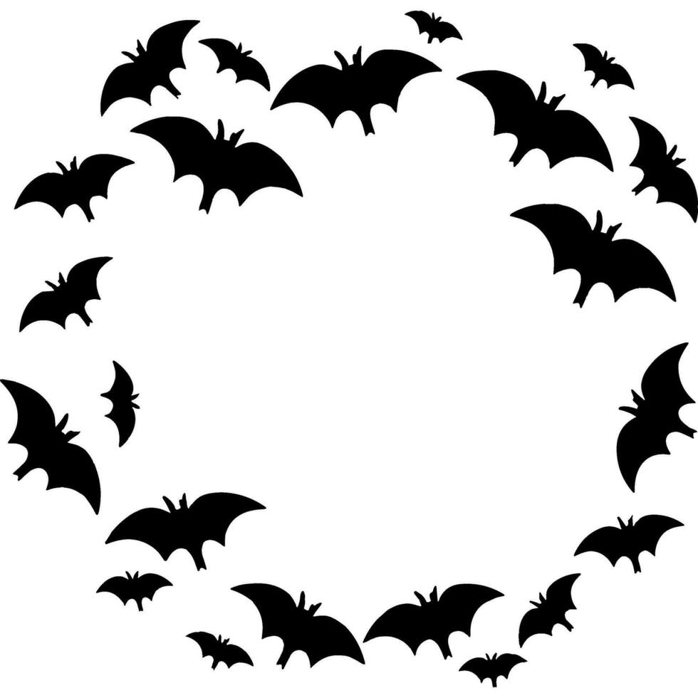 Bats in Flight A flock of bats soaring through the night sky,halloween day, bat silhouette vector