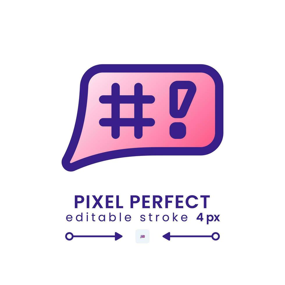 Speech bubble with symbols gradient fill desktop icon. Emotional communication. Online chat. Pixel perfect, outline 4px. Modern colorful linear symbol. Vector isolated editable RGB element