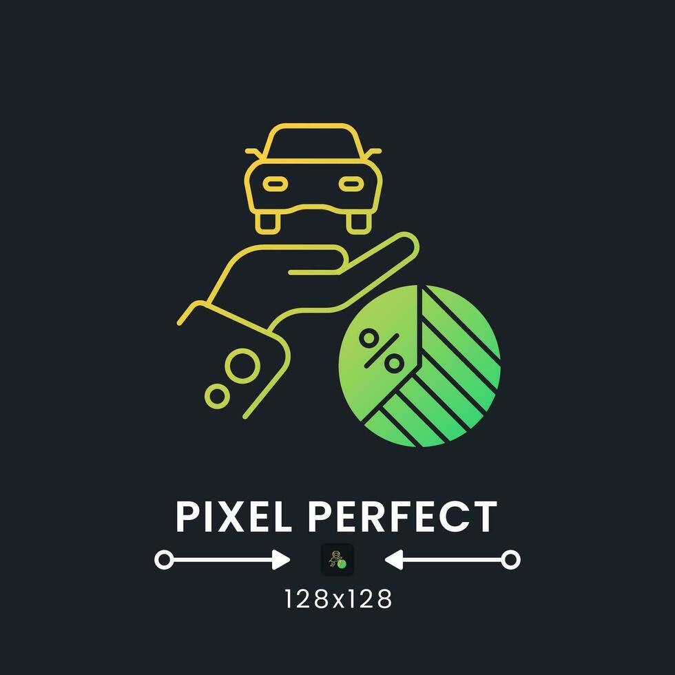 Property tax yellow solid gradient desktop icon on black. Ownership expenses. Municipal revenue source. Pixel perfect 128x128, outline 2px. Glyph pictogram for dark mode. Isolated vector image