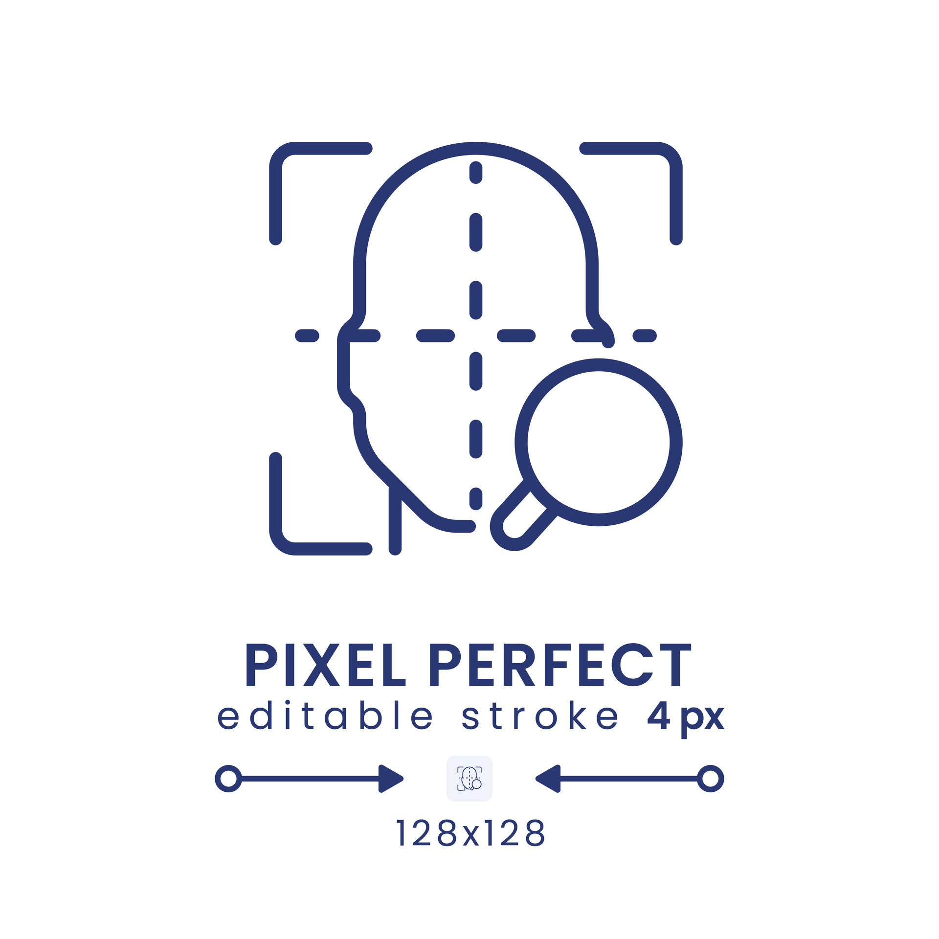 Facial coding linear desktop icon. Face recognition. Measuring human ...