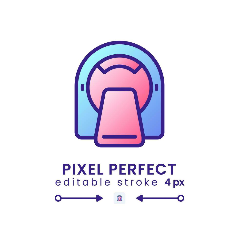 MRI machine gradient fill desktop icon. Brain scanning. Medical equipment. Magnetic resonance imaging. Pixel perfect, outline 4px. Modern colorful linear symbol. Vector isolated editable RGB element