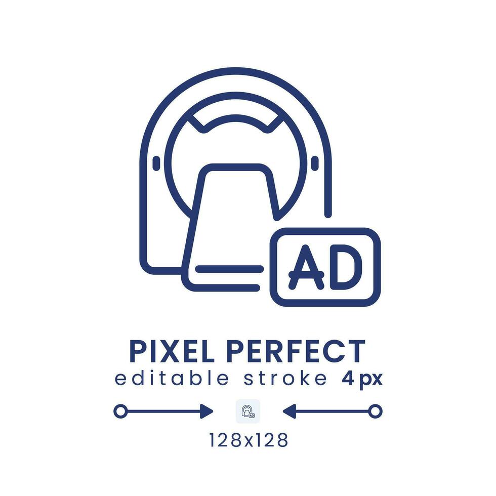 Functional magnetic resonance imaging linear desktop icon. Brain scanning. MRI scanner. Pixel perfect 128x128, outline 4px. GUI, UX design. Isolated user interface element for website. Editable stroke vector