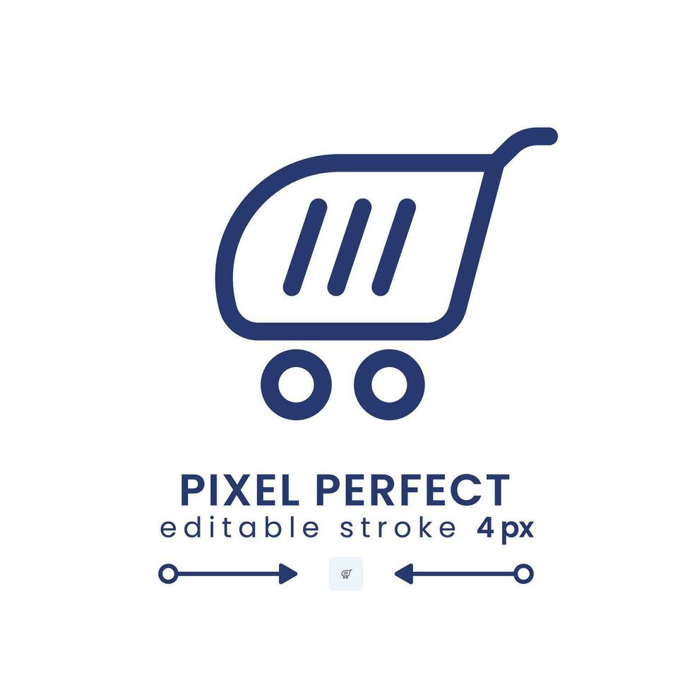 Shopping cart linear desktop icon. Web store. E commerce. Online retail. Digital marketplace. Pixel perfect, outline 4px. GUI, UX design. Isolated user interface element for website. Editable stroke vector