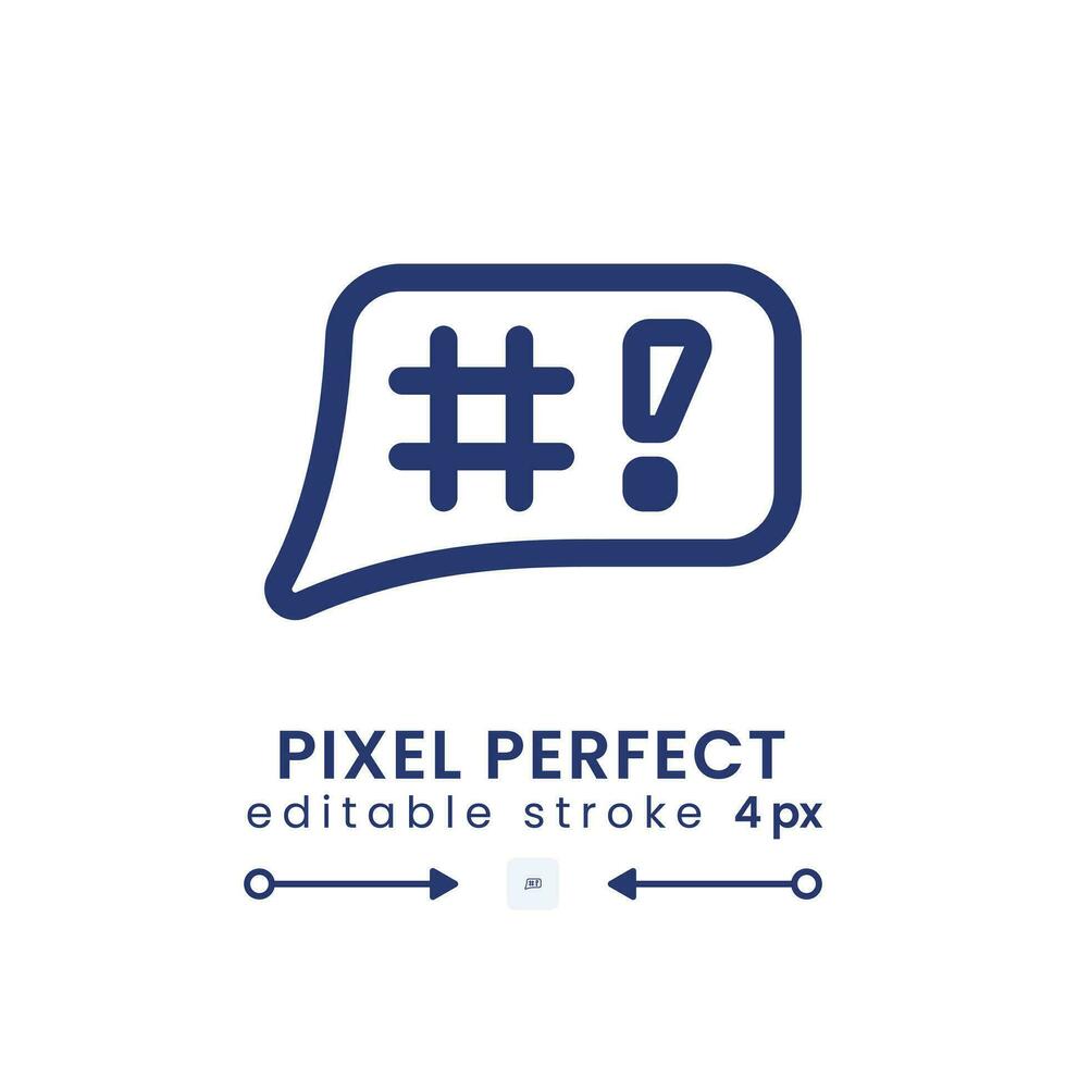 Speech bubble with symbols linear desktop icon. Emotional communication. Online chat. Pixel perfect, outline 4px. GUI, UX design. Isolated user interface element for website. Editable stroke vector