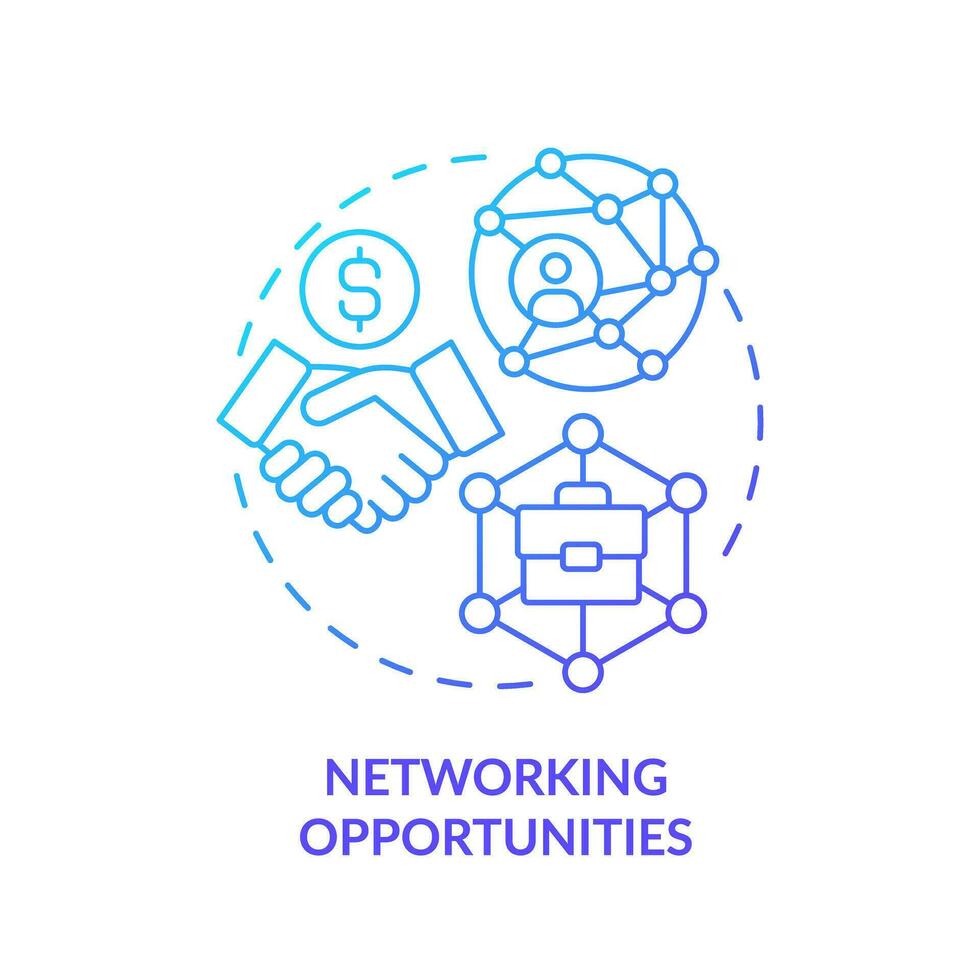 Networking opportunities blue gradient concept icon. Professional connection. Knowledge sharing. Remote job. Business collaboration abstract idea thin line illustration. Isolated outline drawing vector