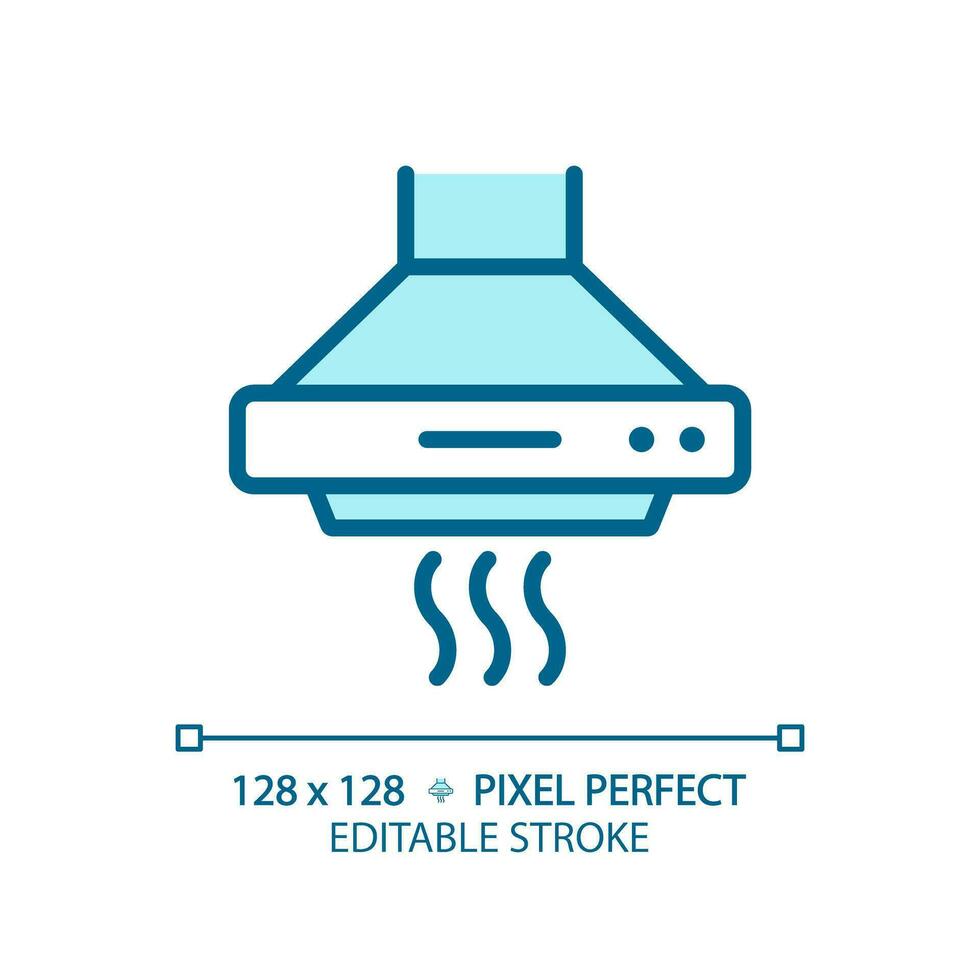 Kitchen hood light blue icon. Ventilation system. Home appliance. Electrical device. Range hood. RGB color sign. Simple design. Web symbol. Contour line. Flat illustration. Isolated object vector